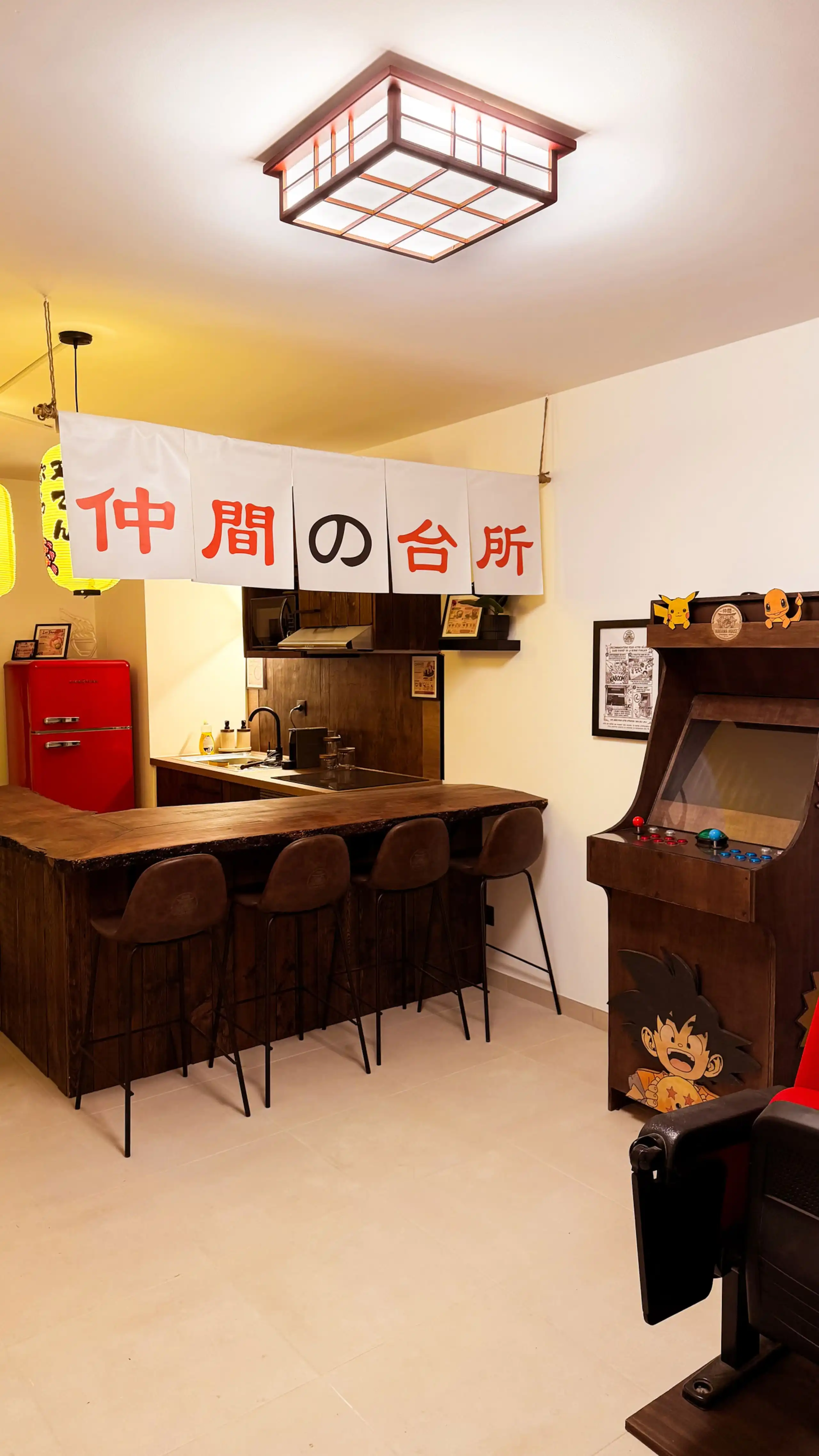 The fitted kitchen at Nakama House with its made-to-measure solid wood worktop — photo 3